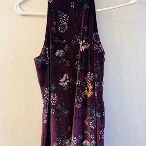 Wallflower Velvet Tank Top in Deep Purple Floral